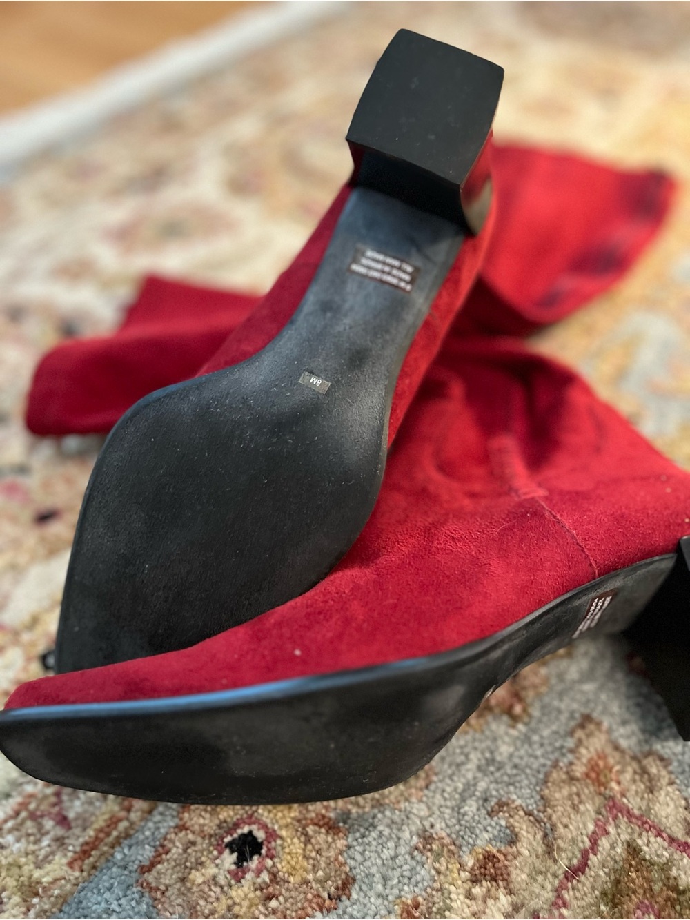 Red Faux Suede Women's Boots by Franco Sarto - Picture 7 of 8